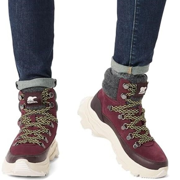 Sorel Kinetic Breakthru Conquest Boots Leather Lace Up Hiking Booties New Cinder - Picture 1 of 7